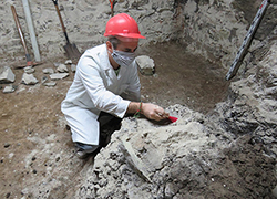 Investigaciones arqueológicas en el subsuelo del museo por sus técnicos.